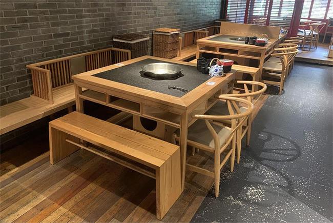 中式仿古老火���木餐桌（方桌）